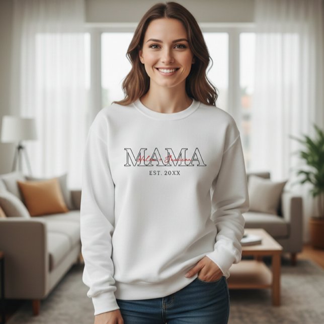 Sweatshirt Personalized Mama Hoodie with Name and Year (Créateur téléchargé)