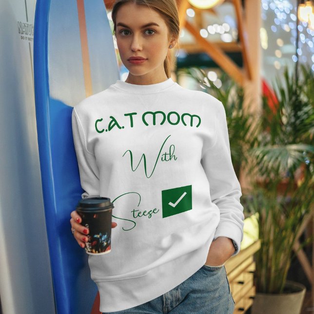 Sweatshirt Personalized Pet Lover Green Script Funny Cat Mom (Créateur téléchargé)