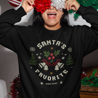 Sweatshirt Personalized “Santa’s Favorite” Faux Knit