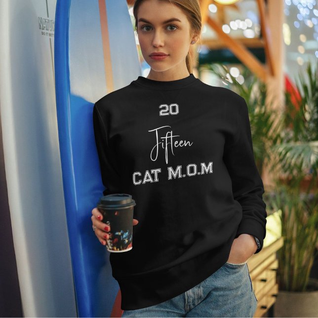 Sweatshirt Personalized Stylish Script Establish Date Cat Mom (Créateur téléchargé)