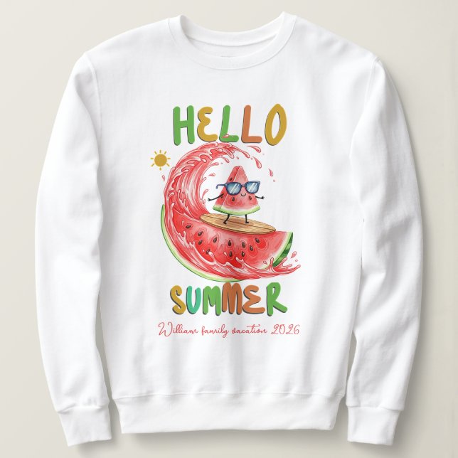 Sweatshirt Personalized surfing watercolor family vacation  (Design devant)