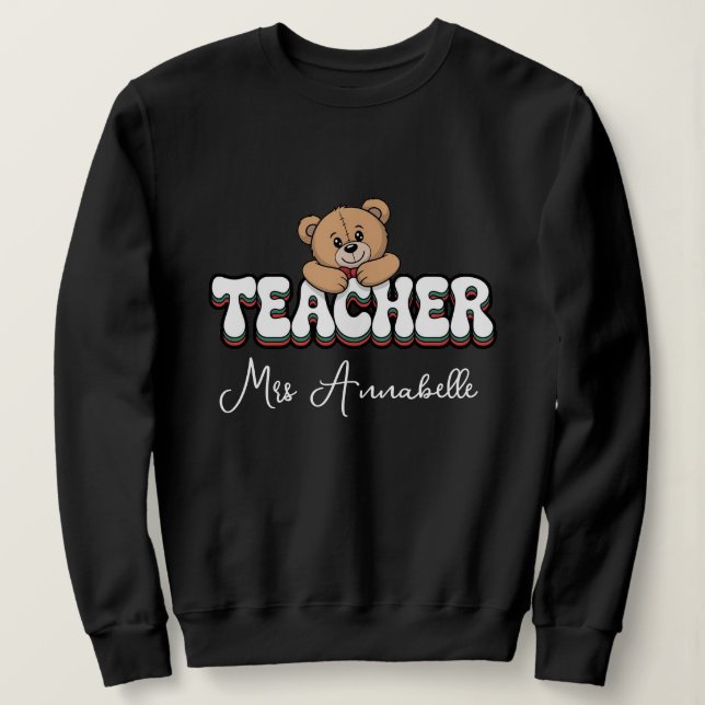 Sweatshirt Personalized teacher Retro style  design  (Design devant)