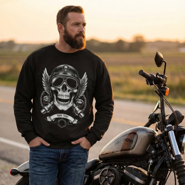Sweatshirt Personalized Winter Biker Skull Motorcycle (Créateur téléchargé)