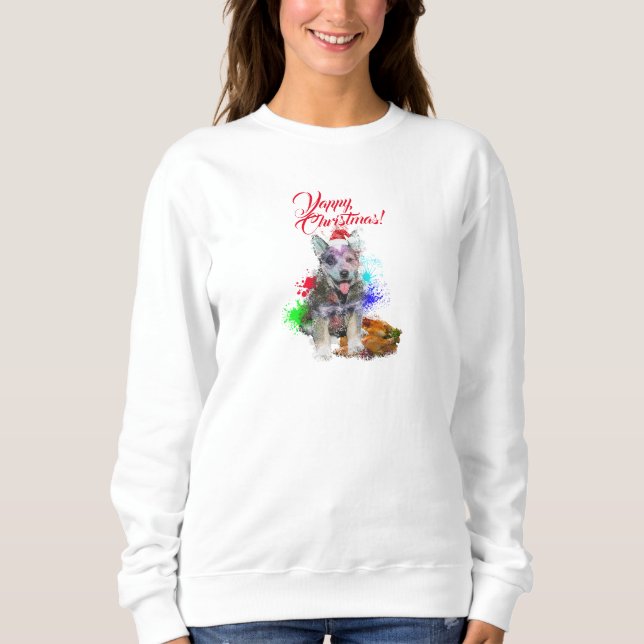 Sweatshirt Personnalisable Cute Blue Heeler Chien Joyeux Noël (Devant)