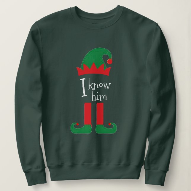 Sweatshirt Personnalisable Funny Elf Père Noël Noël Je Le Con (Design devant)