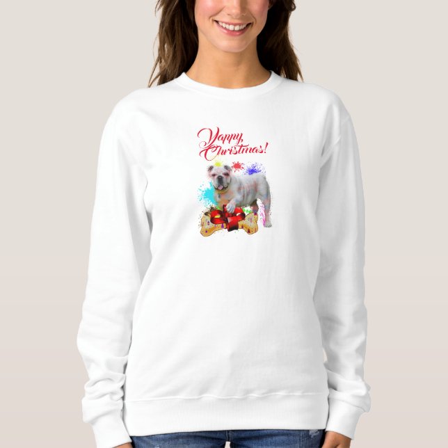 Sweatshirt Personnalisable mignonne Britanniques Bulldog Joye (Devant)