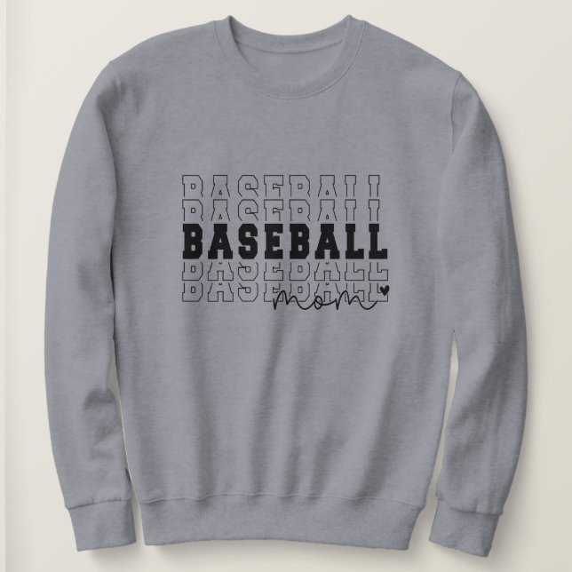 Sweatshirt Personnalisé de Baseball Maman Grey (Design devant)
