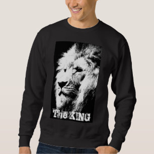 Sweatshirt Personnalisé Elegant Black White Pop Art Lion Head