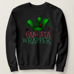 Sweatshirt Personnalisé Elf Père Noël Helper Gangsta Wrapp