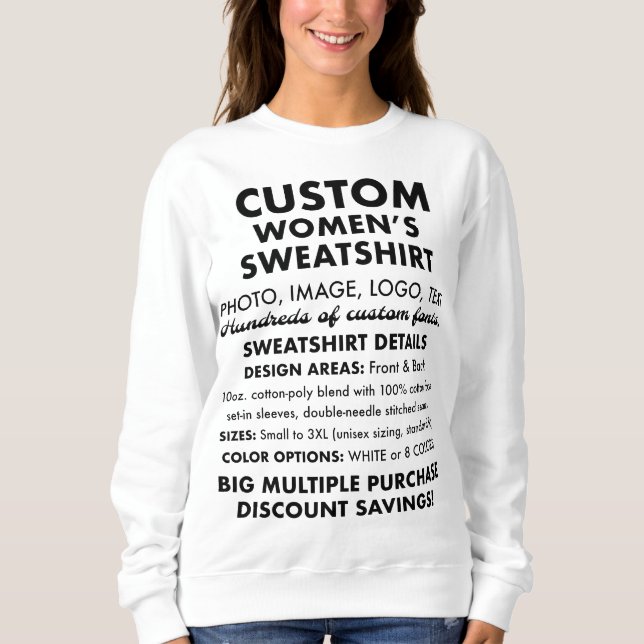 Sweatshirt personnalisé féminin - 9 couleurs (Devant)