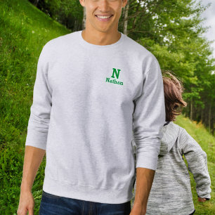 Sweatshirt personnalisé gris cendré et vert