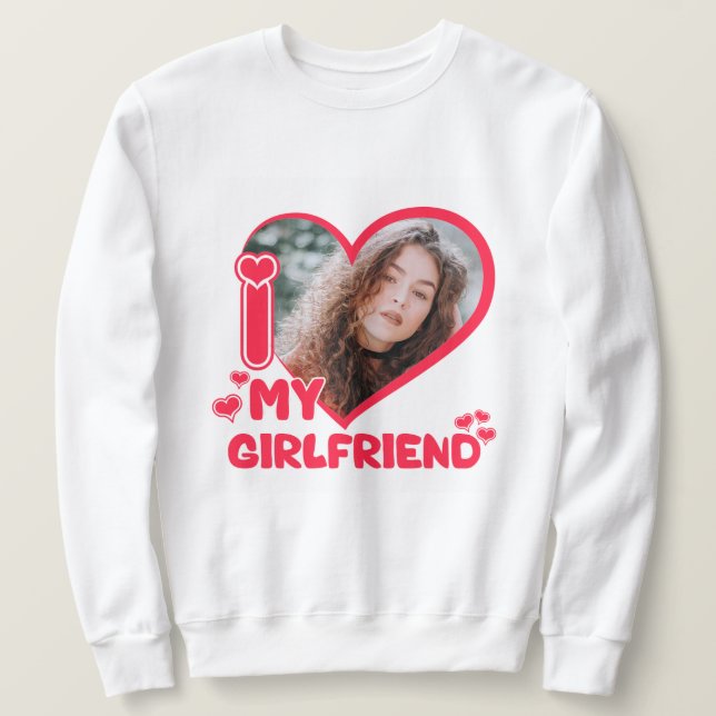 Sweatshirt Personnalisé J'aime ma petite amie Love Hearts Val (Design devant)