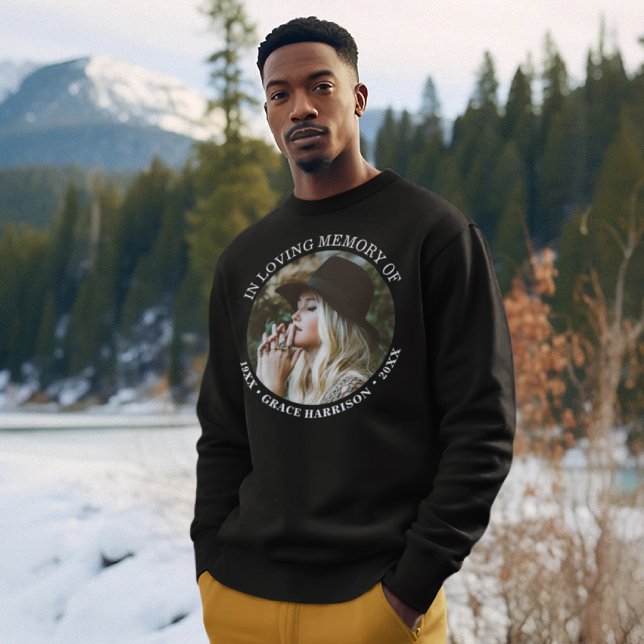 Sweatshirt Personnalisé Simple Photo Nom & Dates Mémorial (Créateur téléchargé)