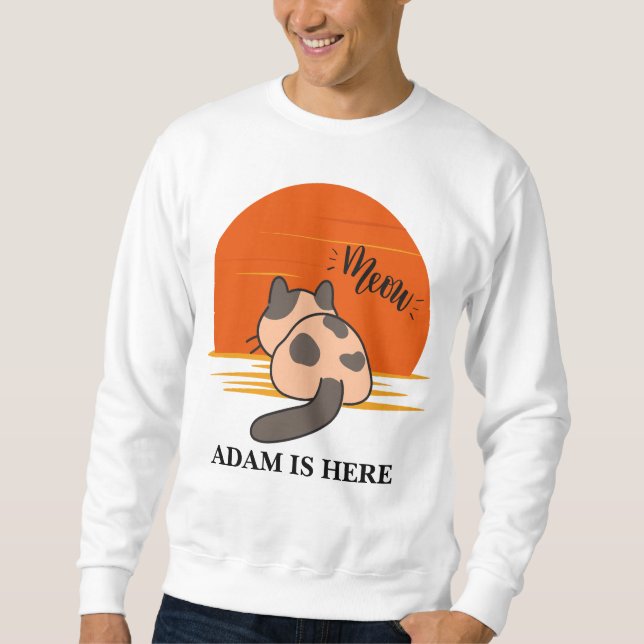 SWEATSHIRT PERSONNALISER DE SPORT CAT CUTE NOM PERSONNALISÉ (Devant)