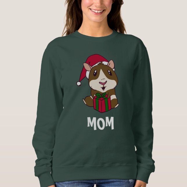 Sweatshirt Personnaliser la famille Noël Guinée maman cochon (Devant)