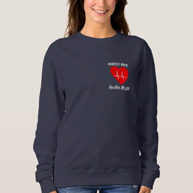 Sweatshirt Personnaliser les infirmières Rock Heart Love EKG  (Devant)