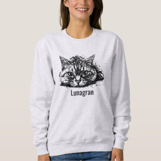 Sweatshirt Personnalisez Photo de chat maman en cendres noire