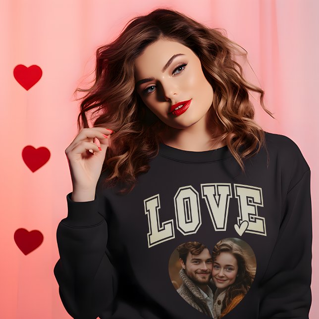 Sweatshirt Personnalité romantique Valentine Coeur Photo femm (Romantic Custom Valentine Heart Photo womens Sweatshirt)