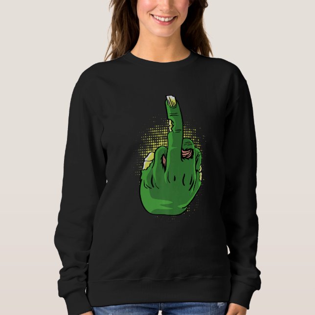 Sweatshirt Personne courageuse au doigt d'honneur zombie   (Devant)