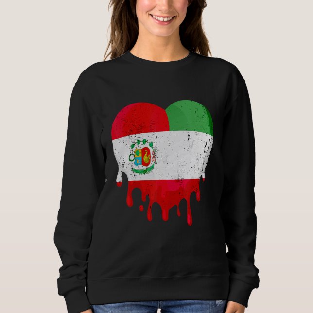 Sweatshirt Peru Italy Flag Heart Citizen Drinking Grown Patri (Devant)