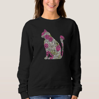 Sweatshirt Pet  Cat Kitty Word Cloud with Pink Roses