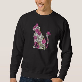 Sweatshirt Pet  Cat Kitty Word Cloud with Pink Roses