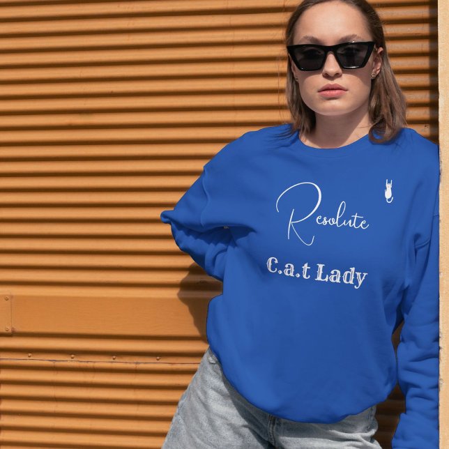 Sweatshirt Pet Lover Blue And White Script Customized Cat Mom (Créateur téléchargé)