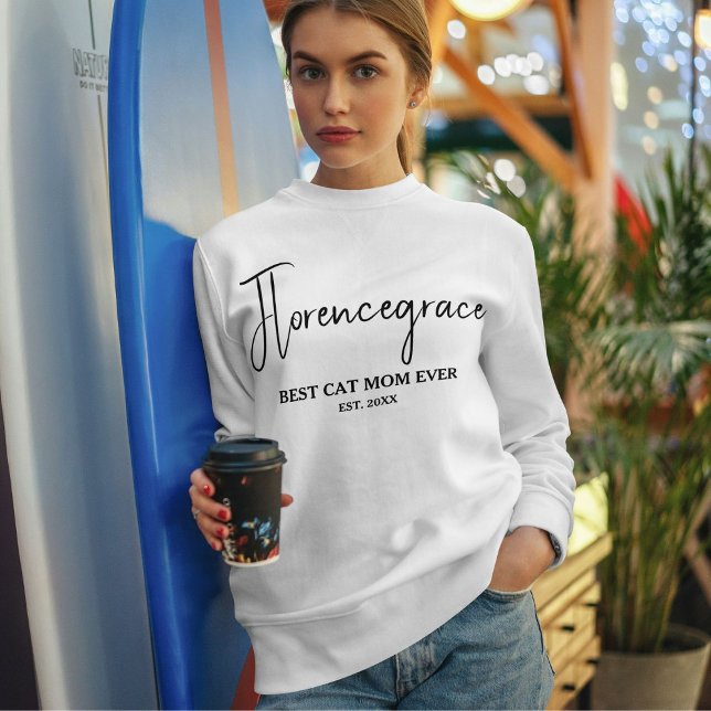 Sweatshirt Pet Lover Name Stylish Quote Cat Mom Customized (Créateur téléchargé)