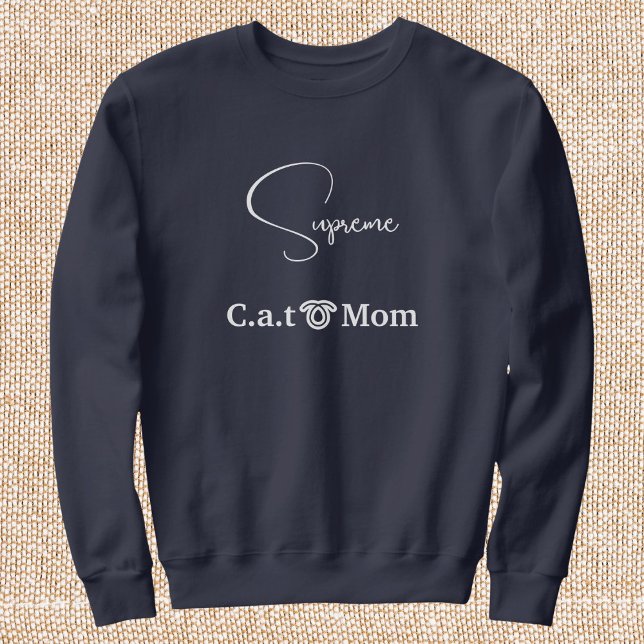 Sweatshirt Pet Lover Navy Blue White Script Custom Cat Mom  (Créateur téléchargé)