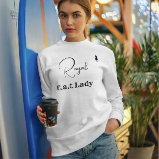 Sweatshirt Pet Lover White And Black Script Cat Mom Customize