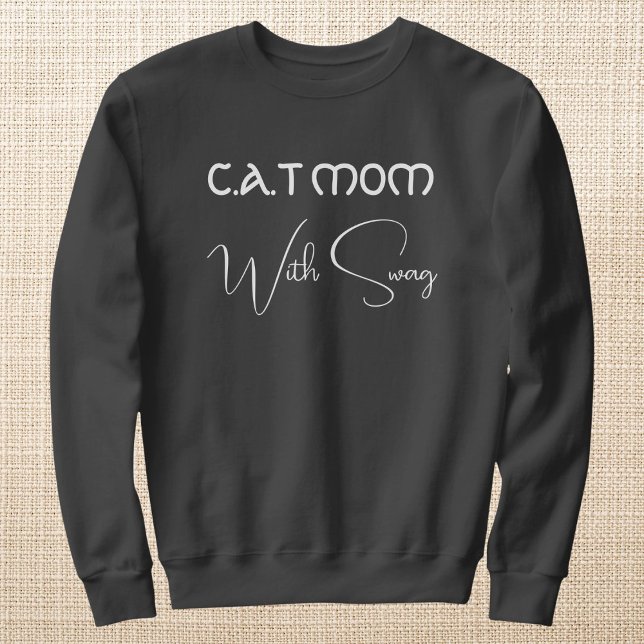 Sweatshirt Pet Lover White Script Cat Mom Personalized Grey (Créateur téléchargé)
