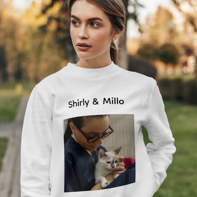 Sweatshirt Pet Lovor Cat Mom Cute Modern Personalized Photo  (Créateur téléchargé)