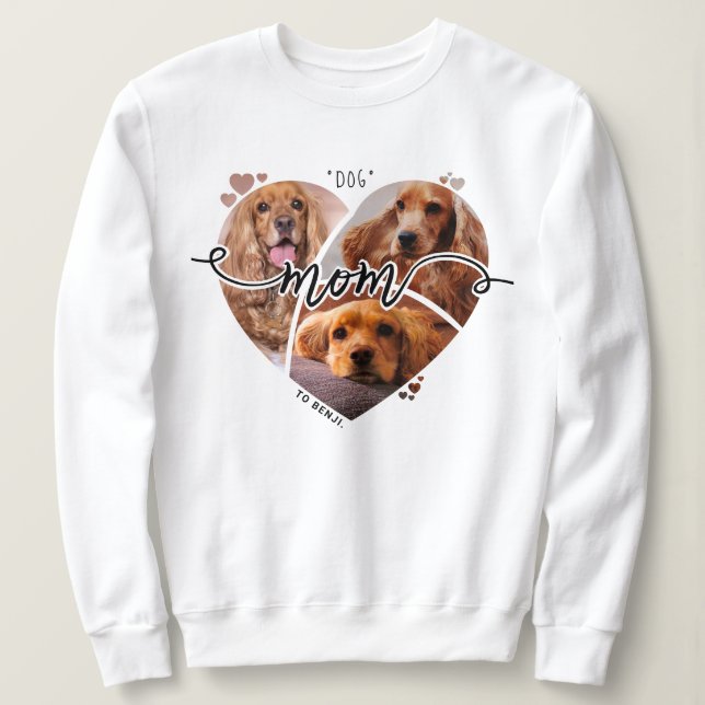 Sweatshirt Petit Chien Maman Personnalisé En Forme De Coeur P (Design devant)
