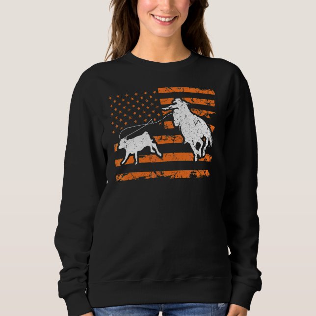Sweatshirt Petit-déjeuner Roping fille Drapeau américain Rodé (Devant)