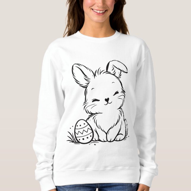 Sweatshirt Petit lapin de Pâques avec œuf de Pâques (Devant)