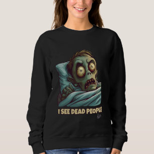 Sweatshirt Petit zombie effrayé dans le lit peut voir des gen