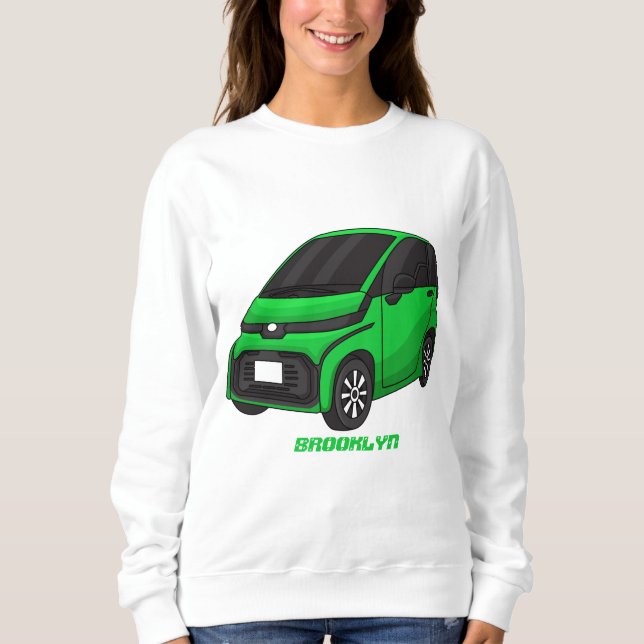 Sweatshirt Petite voiture verte mignonne de taille micro (Devant)