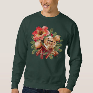 Sweatshirt Petits Lutin au Pain d'épice avec Amaryllis Rouge