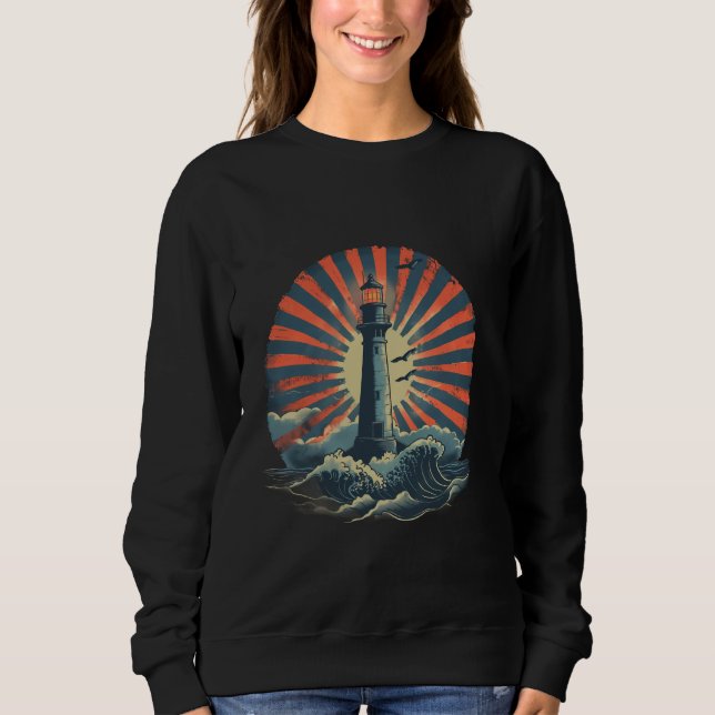 Sweatshirt Phare Voile Plage de mer Bateau Maison de bord de  (Devant)
