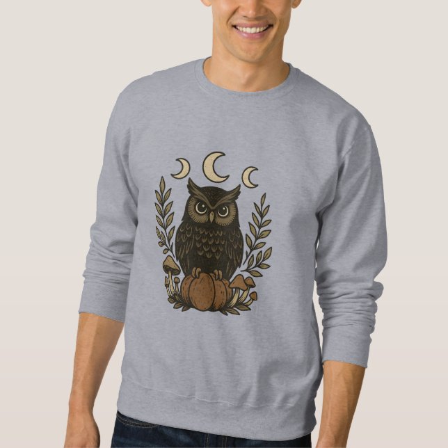 Sweatshirt Phases de lune de hibou mystique - Chemise gothiqu (Devant)
