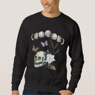 Sweatshirt Phases Lune Du Crâne Floral Lune Papillon mouche C