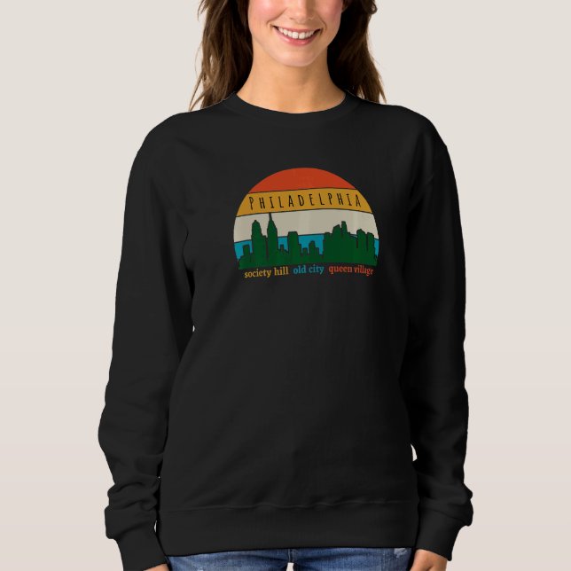Sweatshirt Philadelphia Cityscape Sunset Old City Philly Neig (Devant)