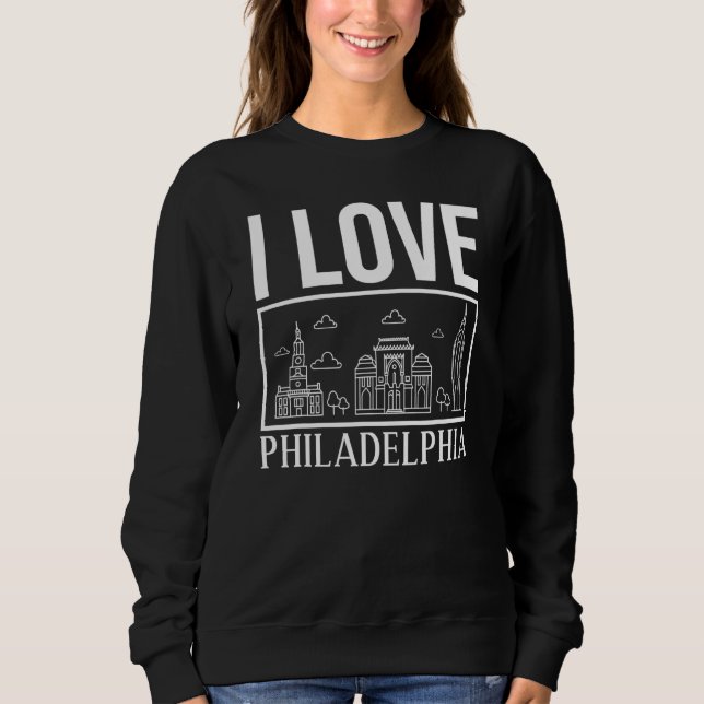 Sweatshirt Philadelphia Pennsylvania City Skyline Map Travel (Devant)
