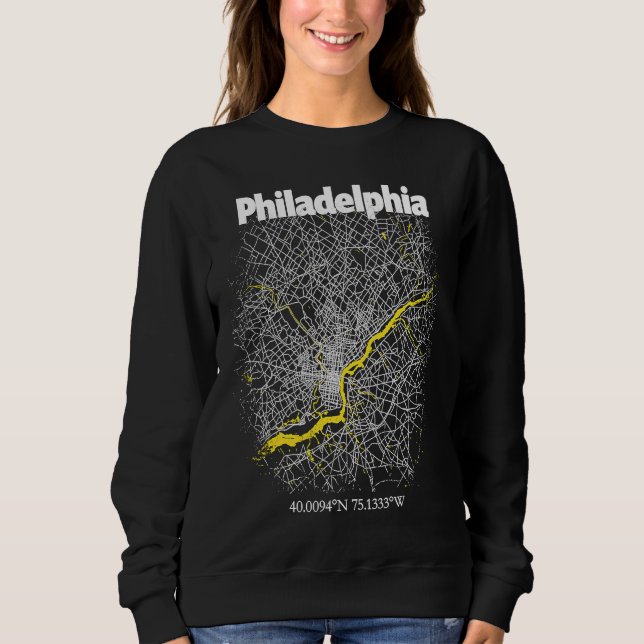 Sweatshirt Philadelphia Pennsylvania Street Map Hometown Prid (Devant)
