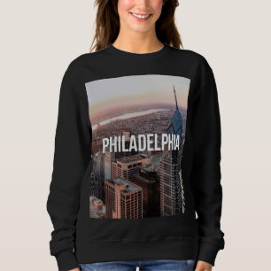 Sweatshirt Philadelphie Skyline Vue aérienne Typographie Urba