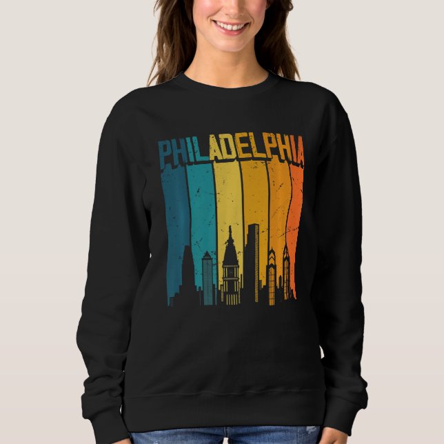 Sweatshirt Philadelphie Usa Retro Vintage Sunset Skyline Phil (Devant)