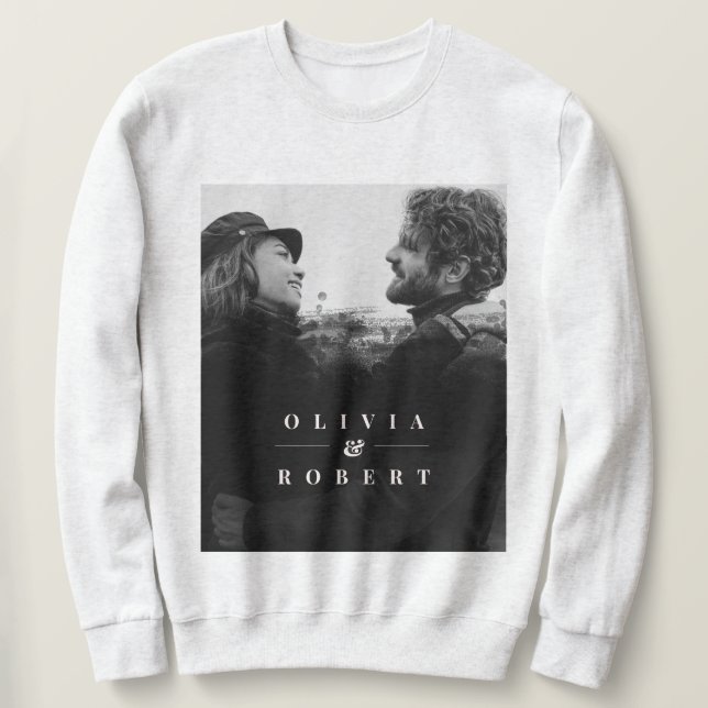 Sweatshirt Photo Couple Personnalisé Style Noir Abstrait (Design devant)