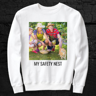 Sweatshirt Photo de famille de chat maman personnalisée noir