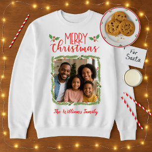 Sweatshirt Photo de famille joyeux et lumineux pour Noël