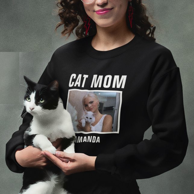 Sweatshirt Photo personnalisée de la maman de chat (Créateur téléchargé)